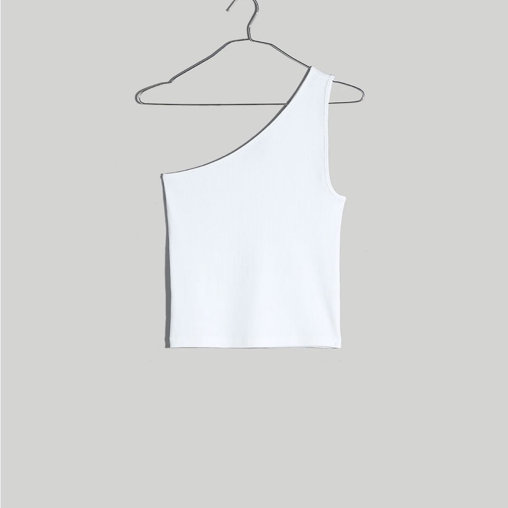 Madewell White Brightside Rib One-Shoulder Tank - Picture 4 of 4